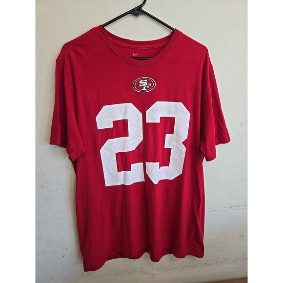 Nike San Francisco 49ers McCaffrey #23 Adult Large Casual Short Sleeve T Shirt - Picture 1 of 6